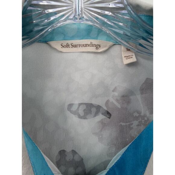 Soft Surroundings Long Sleeve Jolene Silk Watercolor Floral Blouse Sz 1X EUC - Picture 3 of 8